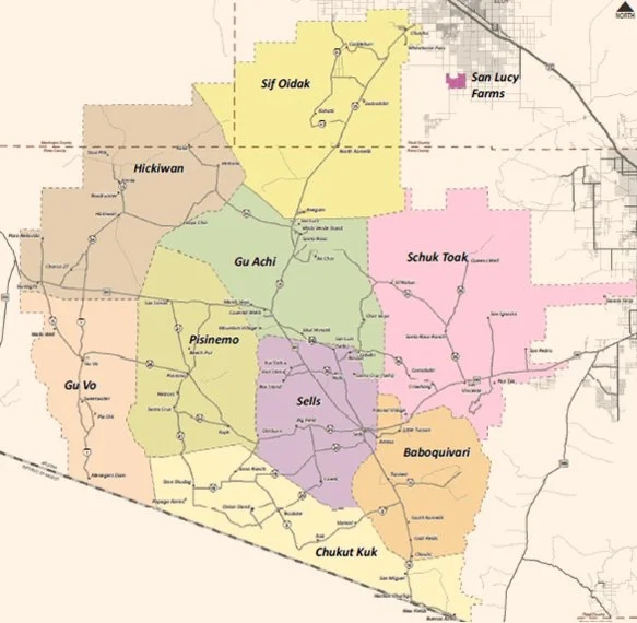 Tohono O'odham Nation  - Map of Districts